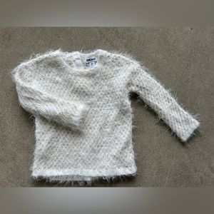 DKNY toddler girl sweater white/ivory and gold.
